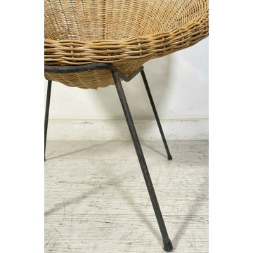 POLTRONA IN RATTAN DESIGN ANNI 50 CERCHIO MIDOLLINO ITALY VINTAGE MID CENTURY 
