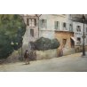 PICCOLO QUADRO ACQUERELLO Angelo Bottigelli SCORCIO VEDUTA Paris Montmartre 1965