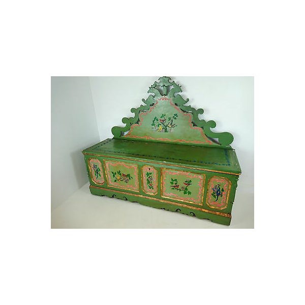 TOTAL WOOD Cassapanca Tirolese In Abete Naturale 100x40x45 Cm - Con Schienale E Poggioli, Fatto A Mano In Italia