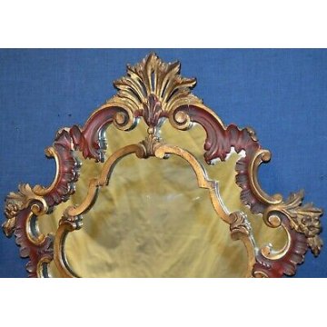 COPPIA ANTICA SPECCHIERA epoca 800 LIBERTY DORATA LUME OLD GOLDEN MIRROR LAMPADA