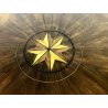 ANTICO TAVOLO ROTONDO LEGNO NOCE IMPERO INTARSIO STELLA EPOCA '800