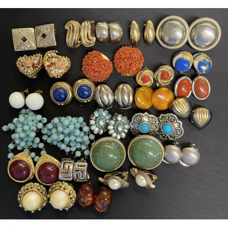 SET ORECCHINI CLIP 22 PEZZI BIGIOTTERIA earrings gioielli PIETRE diversi colori 