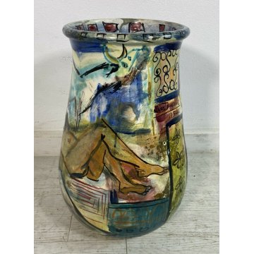 GRANDE VASO DESIGN ALBERTO NOBILE 1954 TERRACOTTA LA FENICE ALBISOLA VINTAGE