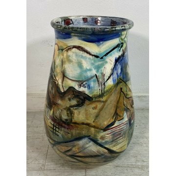 GRANDE VASO DESIGN ALBERTO NOBILE 1954 TERRACOTTA LA FENICE ALBISOLA VINTAGE