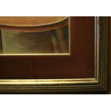 ANTICO QUADRO DIPINTO OLIO CARTONE Lino Bacci RITRATTO CAGNOLINO BASSOTTO '900