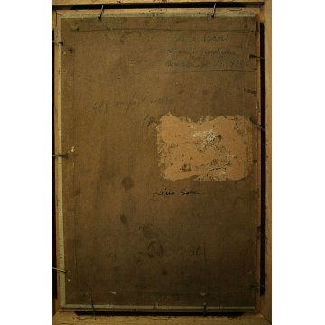ANTICO QUADRO DIPINTO OLIO CARTONE Lino Bacci RITRATTO CAGNOLINO BASSOTTO '900