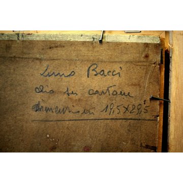 ANTICO QUADRO DIPINTO OLIO CARTONE Lino Bacci RITRATTO CAGNOLINO BASSOTTO '900