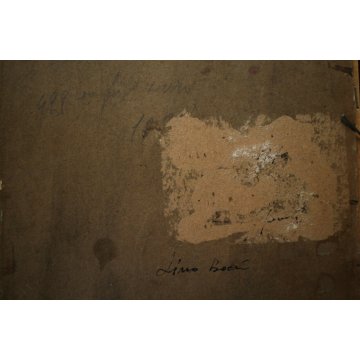 ANTICO QUADRO DIPINTO OLIO CARTONE Lino Bacci RITRATTO CAGNOLINO BASSOTTO '900