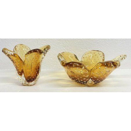 SET MURANO 2 PZ VASO SVUOTATASCHE FIORE VENEZIA POSACENERE VENEZIA ITALY ANNI 70